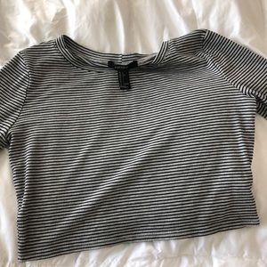 Long sleeve stripe crop top
